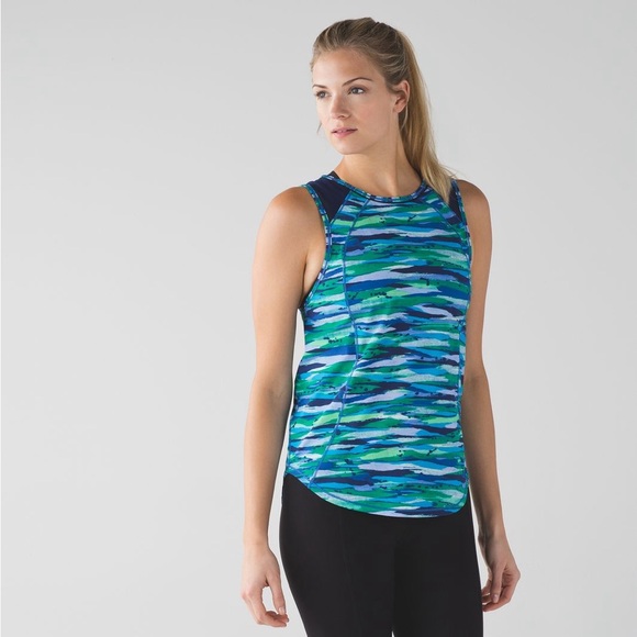 Lululemon Sculpt Tank Seven Wonders Multi / Hero Blue Mesh Back Athletic Top - Picture 2 of 6
